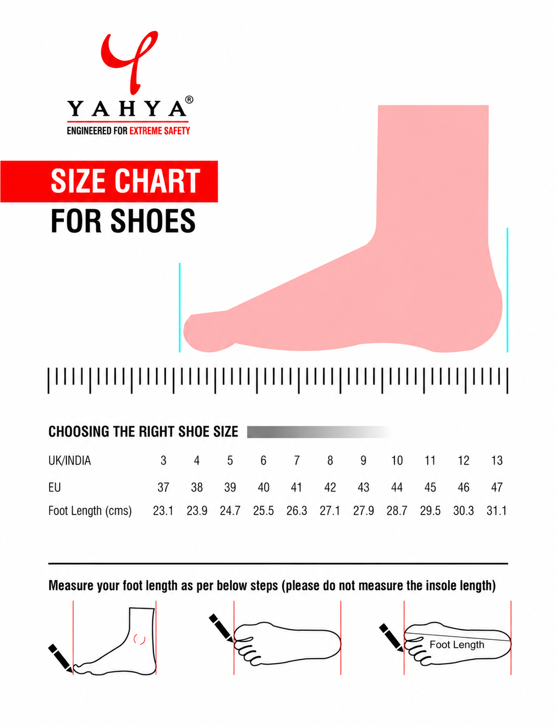 YAHYA size chart